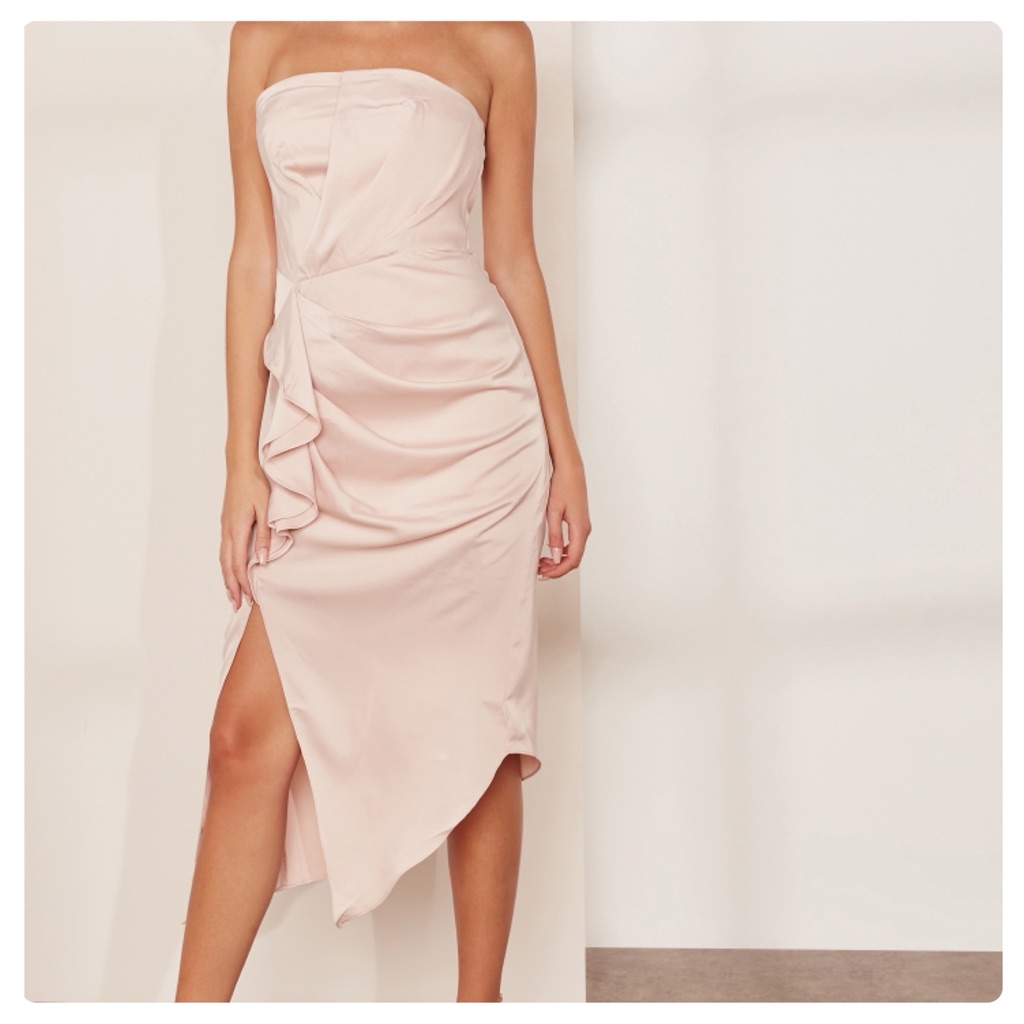 C/Meo Collective Strapless Ruffle Midi Dress